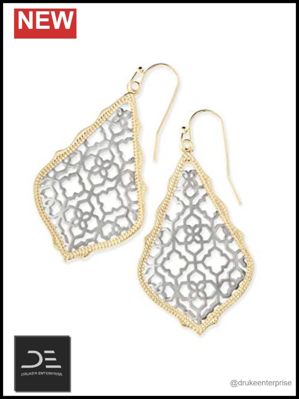 Kendra Scott Addie Drop Earrings in Filigree, Silver Plated Brass, Fashion